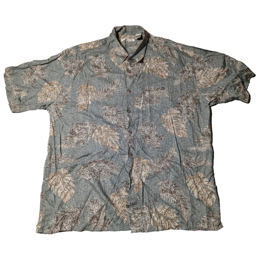 MODA CAMPIA MODA Men Size‎ XL Green Rayon LEAF AOP Button-Up Shirt